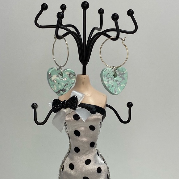 Unique Handmade Polymer Clay Pastel Heart Earrings - Picture 5 of 16